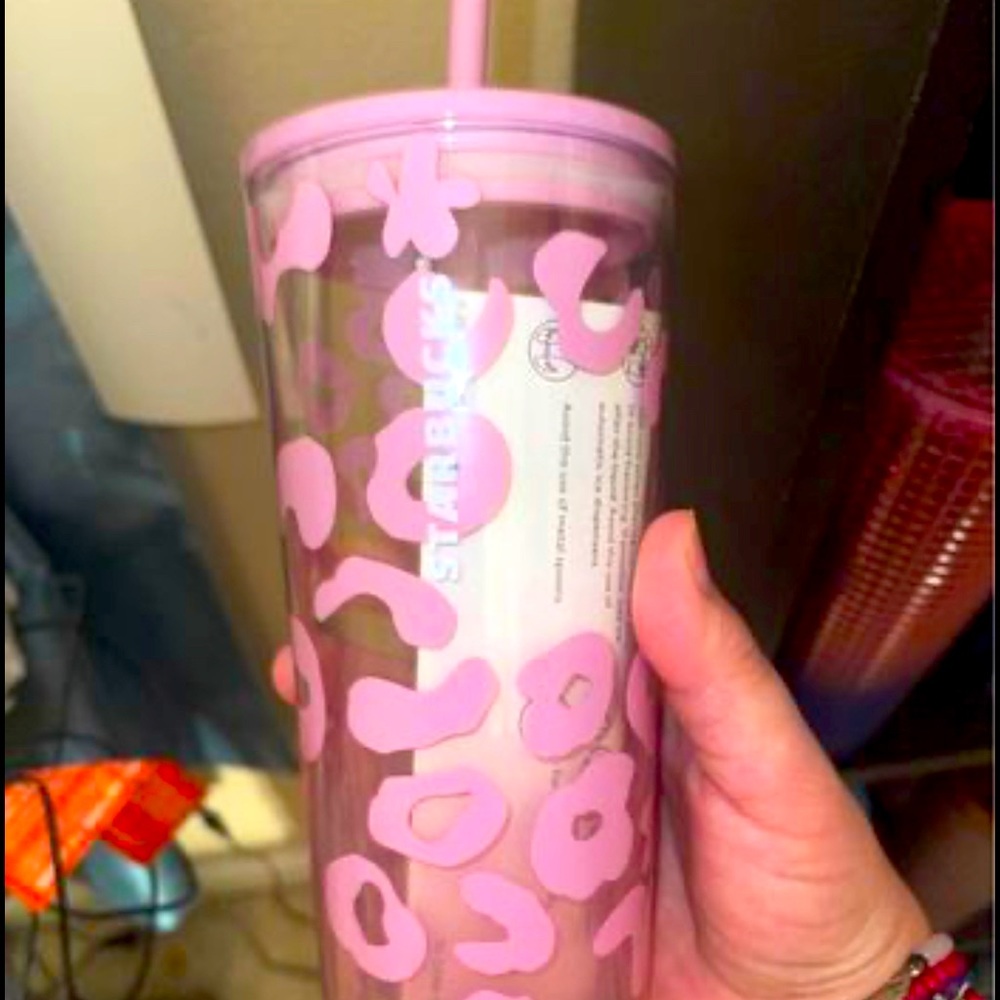 Starbucks cheetah glass cup